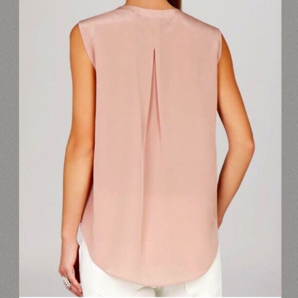 BCBGMaxAzria Silk Vanesa Sleeveless Blouse Shadow Blush S - Picture 2 of 7